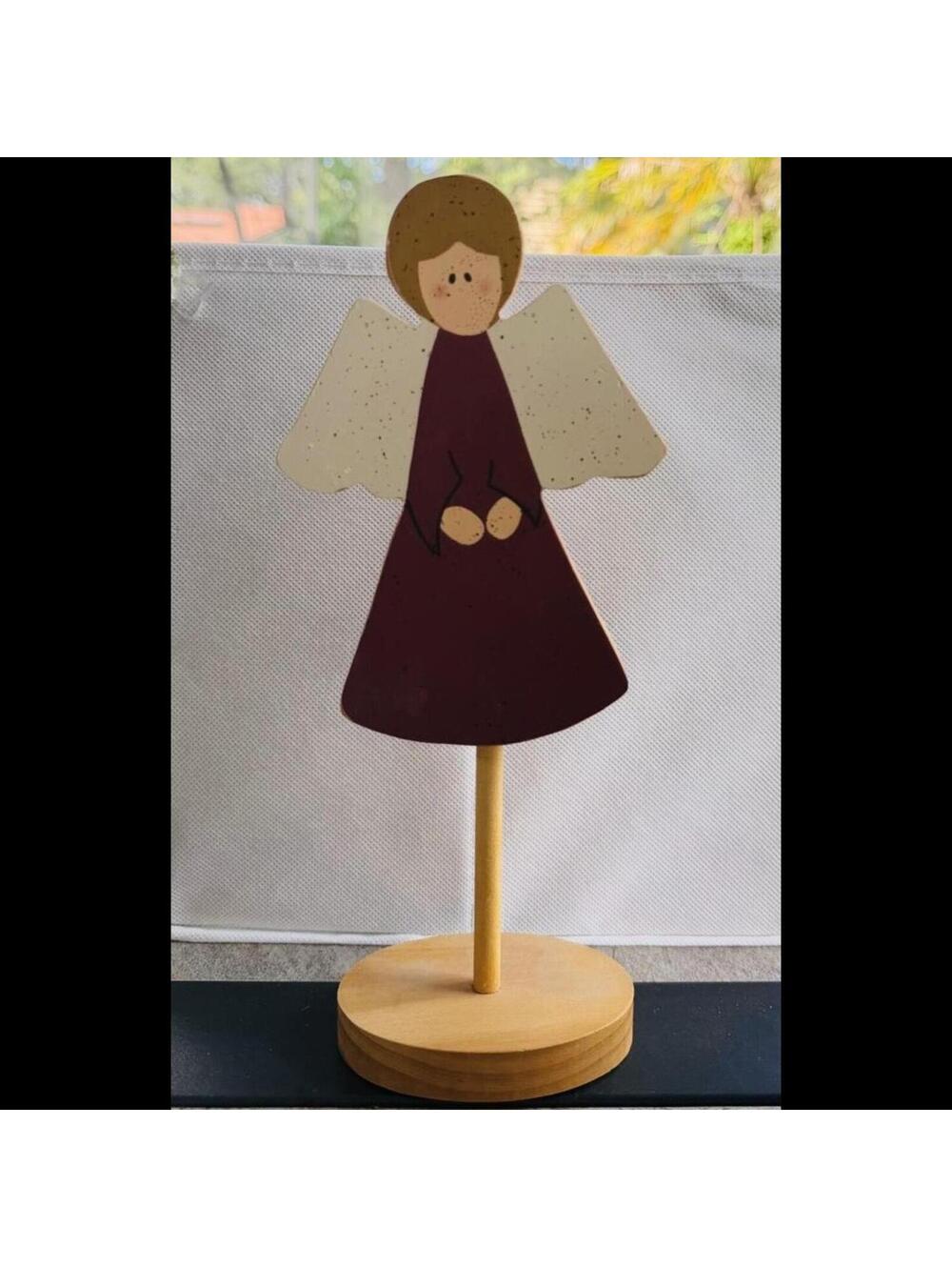 Angel Red Dress country inspirational wood angel decor c15